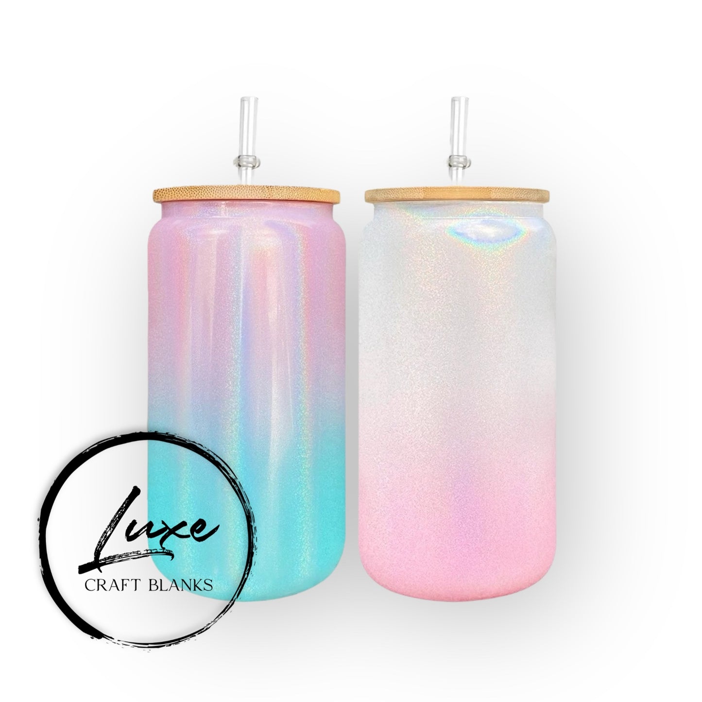 16oz Ombre Shimmer Glass Cans