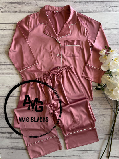 Long Satin Pyjama Sets